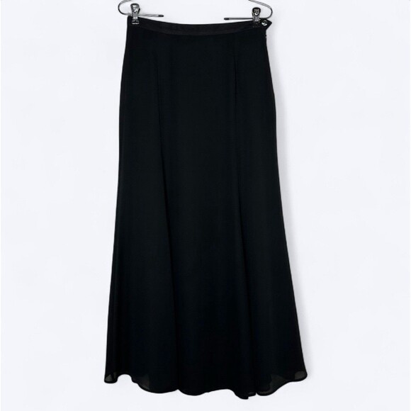 Vintage Quattro A Line Maxi Skirt Size 12 Black Chiffon Flowy 90s Party Witchy - Picture 1 of 16